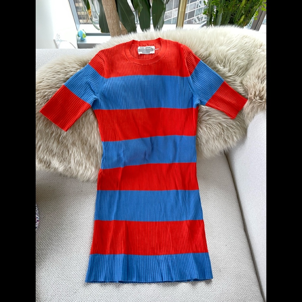 Tory Burch sport stripped orange and blue dress